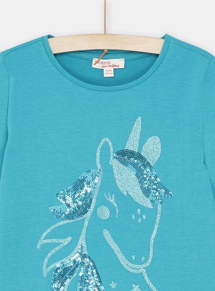 Παιδική Μακρυμάνικη Μπλουζα για Κορίτσια Turquoise Unixcorn