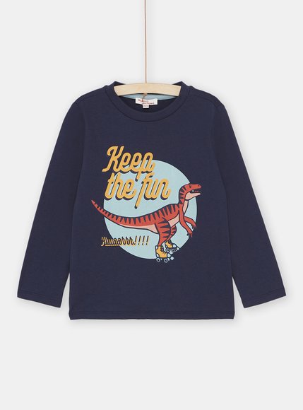 Παιδική Μακρυμάνικη Μπλούζα για Αγόρια Navy Blue Dino Keep The Fun