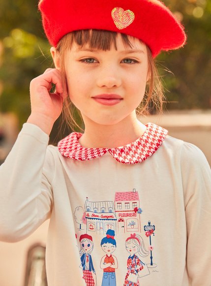 Παιδική Μακρυμάνικη Μπλούζα για Κορίτσια Sergent Major Λευκή με Γιακά Καρό