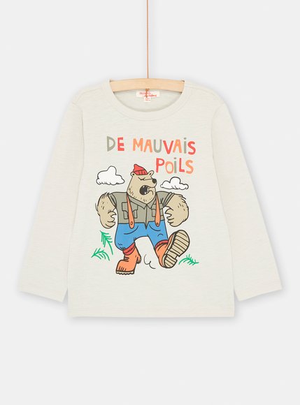 Παιδική Μακρυμάνικη Μπλούζα για Αγόρια Beige Teddy Bear