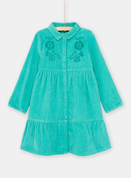 Παιδικό Μακρυμάνικο Φόρεμα για Κορίτσια Turquoise Flowers
