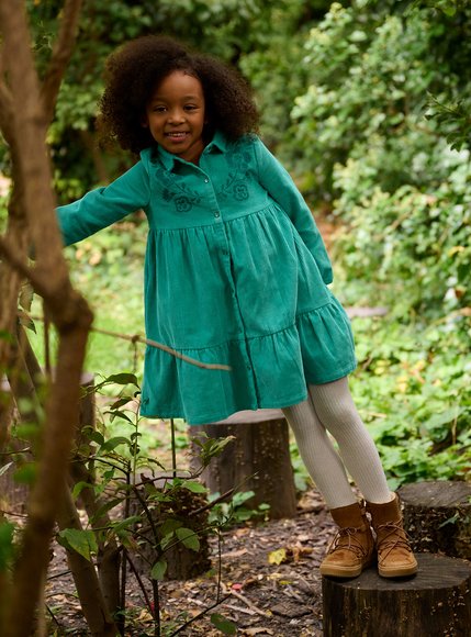 Παιδικό Μακρυμάνικο Φόρεμα για Κορίτσια Turquoise Flowers