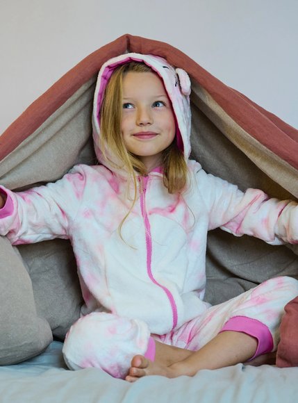 Παιδική Ολόσωμη Πιτζάμα για Κορίτσια Pink Tie Dye Unicorn