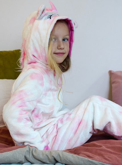 Παιδική Ολόσωμη Πιτζάμα για Κορίτσια Pink Tie Dye Unicorn