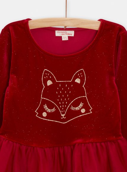 Βρεφικό Μακρυμάνικο Φόρεμα για Κορίτσια Red Tulle Foxy
