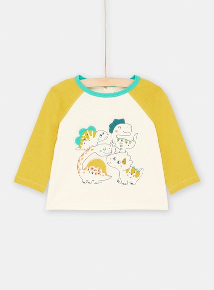 Βρεφική Μακρυμάνικη Μπλούζα για Αγόρια Yellow Dino Animation