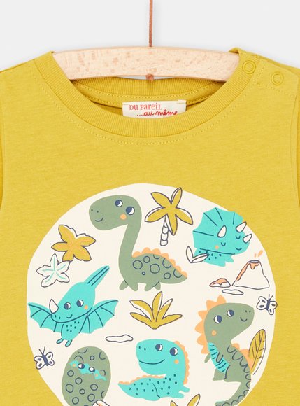 Βρεφική Μακρυμάνικη Μπλούζα για Αγόρια Κίτρινη Dino