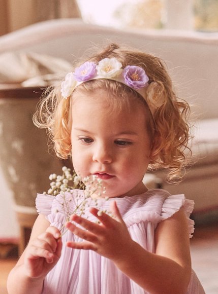 Βρεφική Κορδέλα για Κορίτσια White Purple Flowers