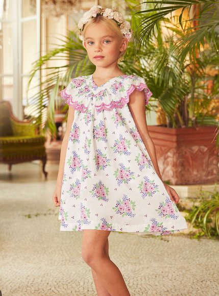 Παιδικό Φόρεμα για Κορίτσια Pink White Flowers