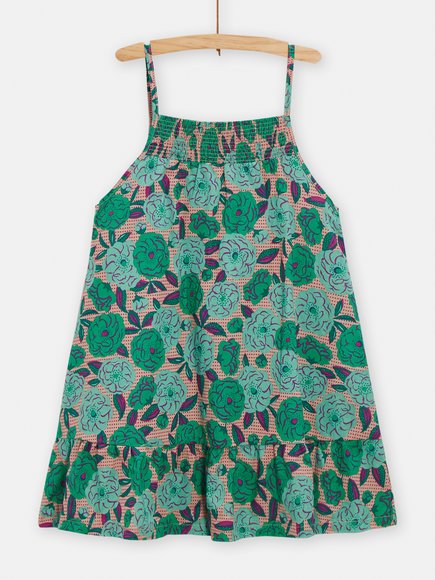 Παιδικό Φόρεμα Green Flowers για Κορίτσια