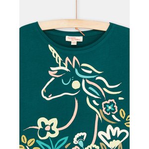 Παιδική Μακρυμάνικη Μπλούζα για Κορίτσια Πετρόλ Unicorn