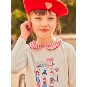 Παιδική Μακρυμάνικη Μπλούζα για Κορίτσια Sergent Major Λευκή με Γιακά Καρό