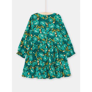 Παιδικό Φόρεμα για Κορίτσια Peackok Green Flowers