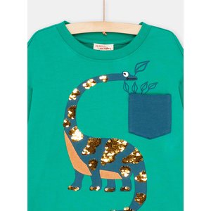 Παιδική Μακρυμάνικη Μπλούζα για Αγόρια Πράσινη Diplodocus
